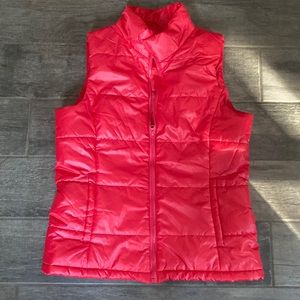 Red puffer vest